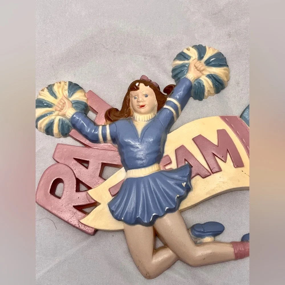 Vintage Burwood Products Cheerleader Wall Hanging Made in USA 1993